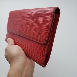 Authentic Louis Vuitton Red Epi Leather Wallet